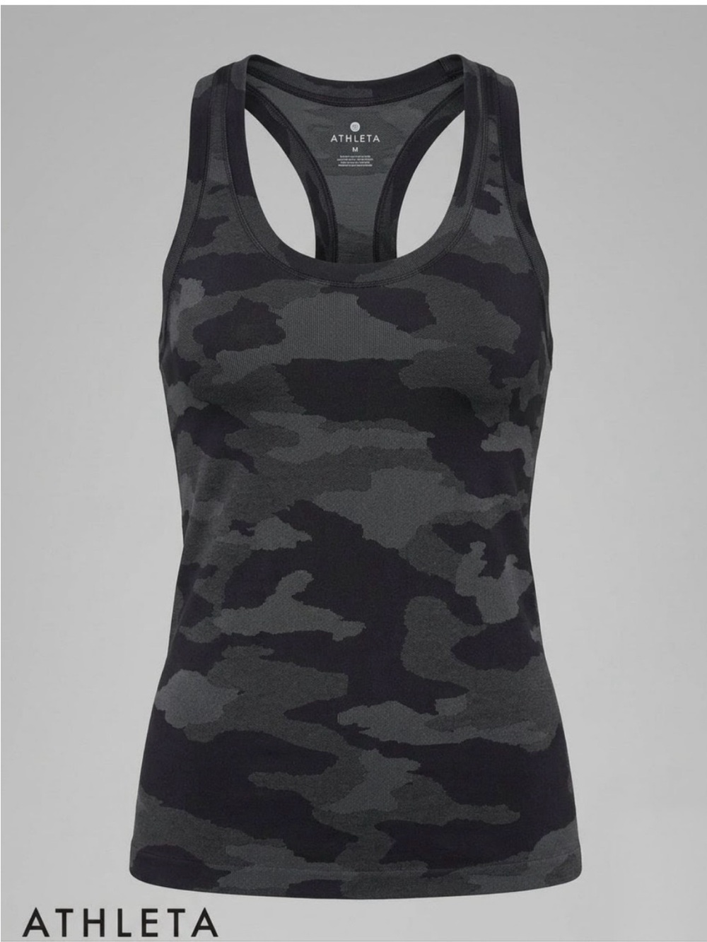 Athleta Black & Charcoal Camo Racerback Tank
